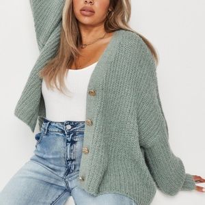 Mint Green Oversized Button Down Cardigan